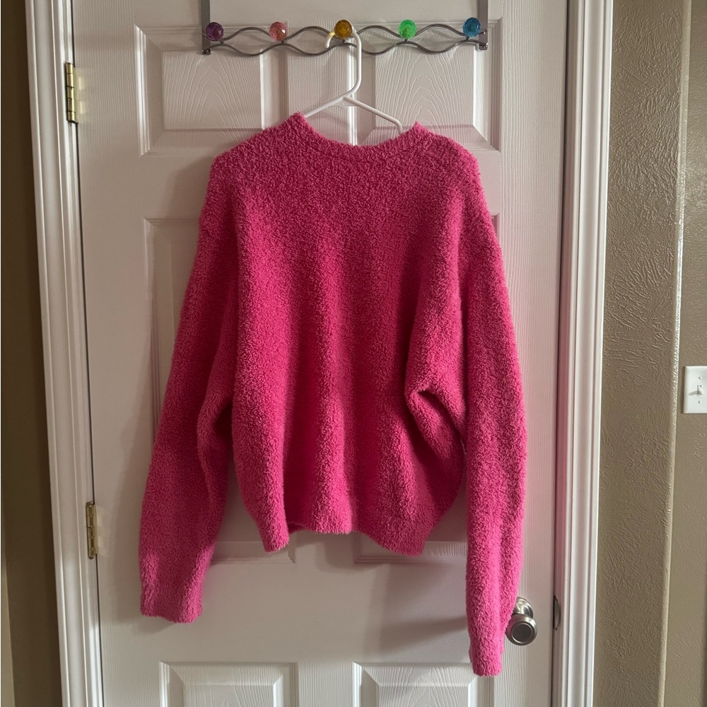 SKIMS cozy collection pink unisex crew neck